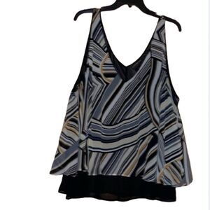 4x  26 Lane Bryant white tan black tiered ruffle with straps